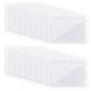 TYFYH 50Pcs Pochettes Adh&eacute;sive Transparente 13,5x8,5cm Pochette Autocollante, Autocollantes en Plastique Transparent, Pochette Adh&eacute;sive Carte de Visite pour Bureau Maison &Eacute;cole (boliy, neuf)