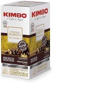 KIMBO - Café Espresso Barista - Capsule 100% Arabica - Café Italien Authentique - Intensité 9 / Medium-Dark Roast - Lot de 4 boîtes de 30 Capsules Compatibles Avec les Machines Nespresso® (LES MENUS DU MONDE, neuf)