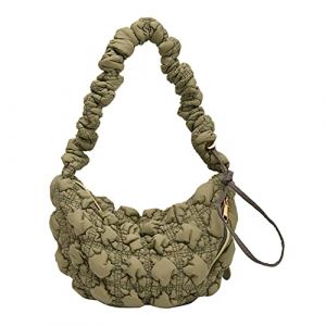 ARVALOLET Sac à bandoulière coréen matelassé pour femme - Sac besace de loisirs - Sac fourre-tout uni froncé, Vert rétro, 32x14x2cm/12.60x5.51x0.79in (ARVALOLET Shop, neuf)