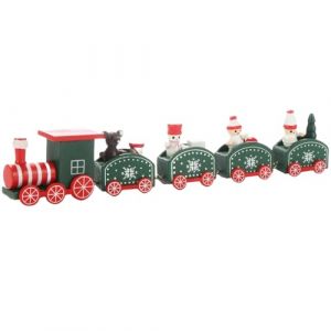 Damaiyyy Train de Noël en Bois,Petit Train Noel Noël Train Décoration Christmas Jouet Mini Train pour Enfant Cadeaux de Noël Fête Table Décoration Noël Cadeau Jouets (Meet-shop, neuf)