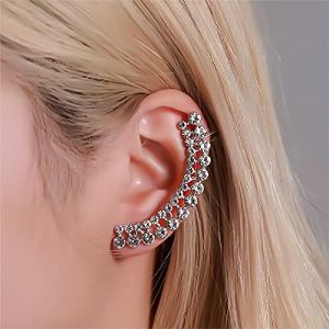 Wendalern Cristal Oreille Clip Boucle D'oreille Zircon Cubique Strass Double Rang&eacute;e Oreille Grimpeur Crawler Boucle D'oreille CZ Cluster Oreille Manchette Wrap Boucle D'oreille Bijoux pour Femmes (Wendalern, neuf)