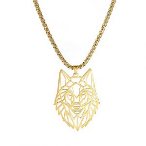 EUEAVAN Collier pendentif en forme de loup squelette, éléments de tête d'animal classique bois forêt nature charme bijoux en acier inoxydable cadeau pour garçons hommes filles (EUEAVAN, neuf)