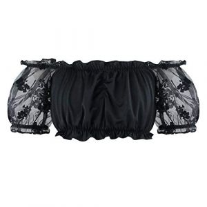 Zooma Femme Sexy Corset Bustier en Dentelle avec Noir (Jupe) en Tulle Floral Gu&ecirc;pi&egrave;re D&eacute;guisement Gothique - Noir (Manches Courtes) - S (CHAOHU DATU, neuf)