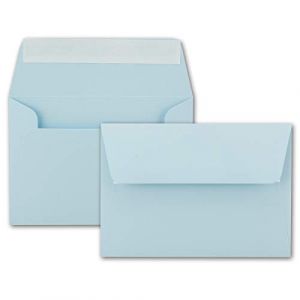 Lot de 25 enveloppes &agrave; lettre B6 - Bleu clair - 12,5 x 17,5 cm - Fermeture adh&eacute;sive 120 g/m&sup2; - Large languette de fermeture &eacute;l&eacute;gante - Enveloppes d'invitation de qualit&eacute; sup&eacute;rieure (GUSTAV NEUSER GmbH, neuf)