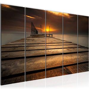 Runa Art Tableau mural XXL Le Coucher Du Soleil 200 x 80 cm Marron 5 Parties - 020255a (Runa Art GmbH, neuf)