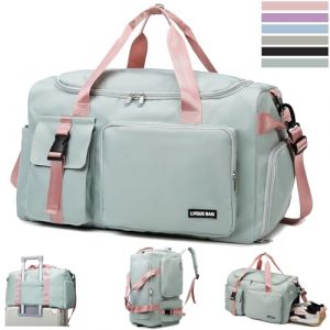 YOUYIKE Sac de Sport pour Femmes et Hommes, 42L Étanche Sac de Sport Grand avec Compartiment à Chaussures et Compartiment Humide, Sac de Voyage de Week End pour Voyage, Fitness, Sport (Vert) (Yanniler-EU, neuf)