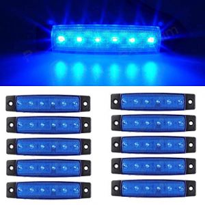 GSRECY 24V 6 LED Rouge/Blanc/Jaune/Vert/Bleu Camion Van Camion Trailer Side Marker Indicators Feux de position de cabine de camion (Bleu) (Ricoy, neuf)