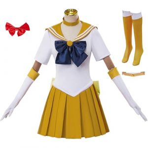 AYIMEIS Aino Minako Cosplay Costume Set Femme D&eacute;guisements de Anime Sailor Girl Costume Sailor Venus Cosplay Uniforme de Marin JK Uniforme Japonais No&euml;l Halloween Carnaval F&ecirc;te Tenue Orange (AIYIMEIDE, neuf)