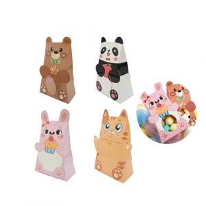 Boite Cadeau Carton pour les Fêtes,20Pcs Boîtes Dragées Baptême Motif Animaux,Boîte Bonbon, Boite a Gateaux en Carton et Pliables,Cadeaux Invités Anniversaire Baby Shower Naissance pour Fête Enfant (Gobfar store, neuf)