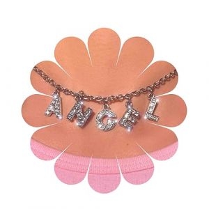 Yheakne Collier Pendentif Lettre Cz Boho Argent Collier Ras Du Cou Lettre Cristal Collier Ange Strass Collier Lettre Ange Chaîne Bijoux Pour Femmes Et Filles (Yheakne-UK, neuf)