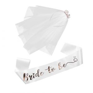 PartyKindom &Eacute;charpe &agrave; Th&egrave;me Pour Enterrement De Vie De Jeune Fille Bandeau De Mari&eacute;e Ensemble &Eacute;charpes Pour Enterrement De Vie De Jeune Fille Voile Pour Future Mari&eacute;e (Brushira, neuf)