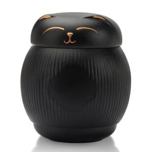 DiDiBirDi Urne en céramique pour chat, urne pour animaux, boîte de crémation, urne pour cendres, noire (noir) (BirDi, neuf)