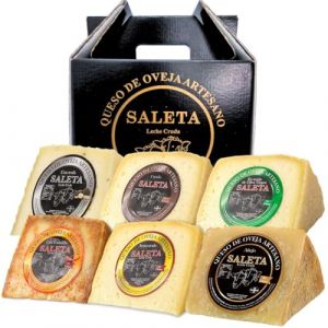 Coffret Cadeau Premium Fromage Manchego Espagnol | Fromage de brebis | 6 variétés: semi-affinés, affinés, au piment, à la truffe et à l'huile d'olive vierge extra | "Pack Tentations 1,5 kg" (BUYLUX, neuf)