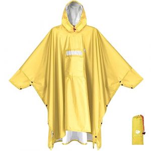 ANYOO Poncho de Pluie Imperméable avec Manches et Poche, Léger et Réutilisable, avec Capuche pour Activités de Plein Air, Jaune foncé, Taille Unique (Bicacool, neuf)