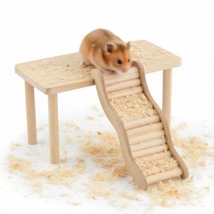 Plateforme pour Hamster avec &eacute;chelle d'escalade, Plateforme d'escalade pour Hamster en Bois avec &Eacute;chelle Escalade Hamsters avec Plateformes d'escalade pour Petits Animaux (M) (qingzeyuan, neuf)