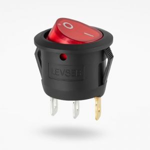 Interrupteur &agrave; bascule 12 V rond avec LED rouge - Interrupteur &agrave; bascule marche/arr&ecirc;t &Oslash; 20 mm - 3 broches 6 A (jusqu'&agrave; 10 A) - Voyant de contr&ocirc;le LED - Interrupteur encastrable pour voiture, moto (MixWare MegaShop, neuf)