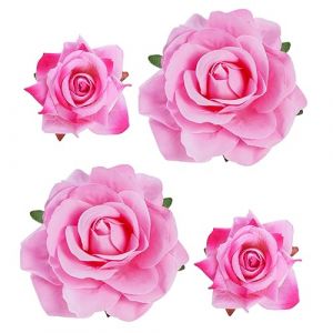 Pinces à cheveux roses, 4 pièces, épingles à cheveux en tissu, style mexicain, pour femme, fille, mariage, fête des mères (2 tailles) (rose) (hongwuzhenxiaodianpu, neuf)