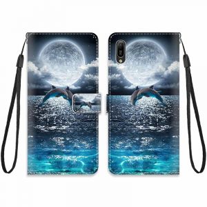 KARTXITAI Cuir Coque Compatible avec Huawei Y6 2019 Antichoc avec Support Clapet Design Motif Drôle Étui Bumper Portefeuille Magnétique Créatif Case Cover Housse-Dauphin,mer,Lune,Ciel (KARTXITAI, neuf)