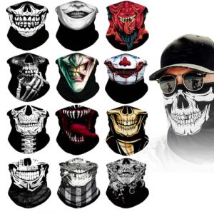 APEBAZY Lot de 12 cache-cou multi-usages en forme de t&ecirc;te de mort - Protection UV - Unisexe - Pour Halloween, carnaval, f&ecirc;tes et activit&eacute;s de plein air (APEBAZY-EUR, neuf)
