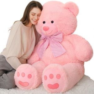 MorisMos XXL Ours en Peluche Geant, 120 cm Peluche G&eacute;ante, Rose Grand Ours Peluche Jouet, Kawaii Nounours Geant Teddy Bear pour Petite Amie Enfant Anniversair No&euml;l (FUIYWIKE, neuf)