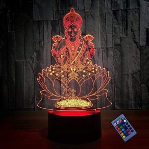 Illusion Optique 3D Statue de Bouddha Nuit Lampe 16 Couleurs Changeantes Puissance Télécommande USB Contact Switch Lampe Décorative LED Lampe de Table Anniversaire Noël Cadeau Enfants Jouets (YTDZ-Ltd, neuf)