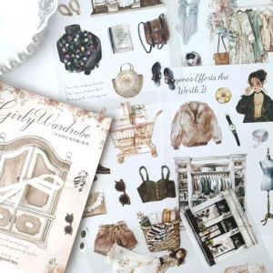 Kesari Scrapbook Autocollants Esth&eacute;tiques Accessoires Sticker, 20 Feuilles S&eacute;rie Fille Autocollants PET pour DIY Bullet Journal, Album Photo, Ordinateur, Blocs-notes (Girl's wardrobe 3) (Kesari-FR, neuf)