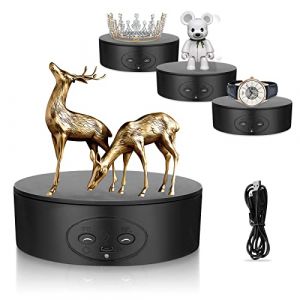 Plateau Tournant Electrique, Aomdom 360 Degr&eacute;s Pr&eacute;Sentoir Rotatif &Eacute;lectrique 13CM 5KG Table Tournante Rotative &eacute;lectrique avec Chargement USB 2 Vitesses pour Bijoux, G&acirc;teaux, Photographie de Produits (EA-MARKOS, neuf)