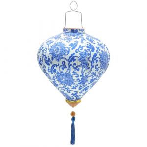 Uonlytech Lanterne en Soie Chinoise Lampe De Lanterne en Porcelaine Bleue Et Blanche Lanternes Suspendues Vietnamiennes Lampe Hoian Vietnam Abat-Jour Floral Printemps Lanternes Festives (Vivinacy, neuf)