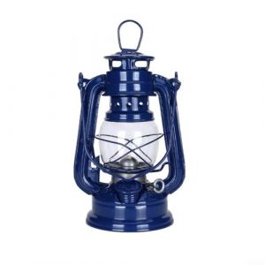 Lampe à pétrole rétro - Lampe à huile vintage avec poignée - Lanternes de table pour la maison, le jardin, le camping - Citronnelle - Bleu foncé - 25 cm (EasyByMall, neuf)