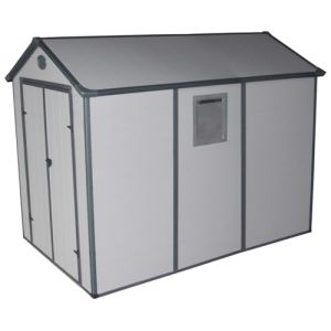 Jobu Abri de Jardin en résine Gris 5,32m² + kit de Fondation | Abri à Outils Abri de Rangement Extérieur | Toit en Pente (Mon Univers Jardin, neuf)