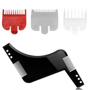 MEXRUMI 1 Pièce Peigne Barbe Peigne Pochoir Barbe Homme Outil De Façonnage Barber Tools Pochoir À Barbe + 3 Pièce Guide Ensemble Peigne Guidage De Tondeuse À Cheveux Accessoires De Tondeuse À Cheveux (Redifirm OU-2, neuf)