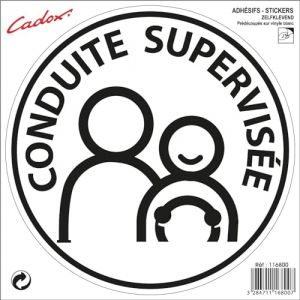 Cadox - Disque Conduite Supervisée - Sticker Adhésif - Résistant aux UV, aux intempéries et aux lavages - Diamètre 15 cm - Conforme à la réglementation (JLC-Sticker, neuf)