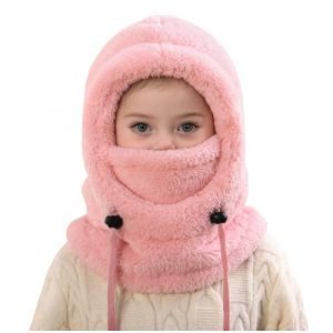 Cagoule Unisexe Garcon Fille 3-10 Ans Bonnet Enfant Hiver Chaud Laine Fine Epais Ski Modo Mignon Protection d'oreilles &Eacute;charpe Chapeau Cape Bobs Ajustable (FR/ES, &Acirc;ge, 3 Ans, 10 Ans, Rose Pale) (Cabrianne, neuf)