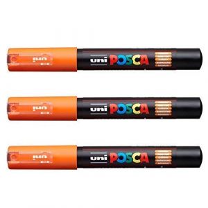 Posca Lot de 3 marqueurs PC-1M Uni-Ball (gamme complète de 22 couleurs disponibles) (Ponera, neuf)