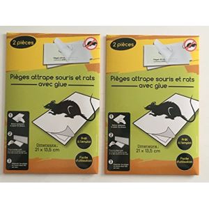 Lot de 4 pi&egrave;ges Attrape Souris et Rats avec Glue : Efficaces et durables. Pr&ecirc;t &agrave; l'emploi. Facile d'utilisation. (Comptoir de France, neuf)