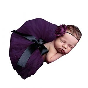 Uposao Ensemble de costumes de s&eacute;ance photo pour b&eacute;b&eacute;, nouveau-n&eacute; pour b&eacute;b&eacute; fille, tenue de s&eacute;ance photo, jupe tutu avec bandeau fleur, bandeau de princesse, jupe en tulle, v&ecirc;tements pour photographie (Uposao, neuf)
