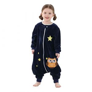 YloveM Sac de Couchage Bébé Fille Garçon Sac de Couchage à Manches Longues Gigoteuse avec Jambes Pyjama de Marche Portable avec Caricature Mignonne Couverture (A- Chouette, 1-3 Ans) (GTEU-Direct, neuf)