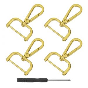 QUARKZMAN 4Pcs Crochets &Agrave; Pivot, 32mm(1.25 Inch) Anneau D D&eacute;tachable Crochet &Agrave; Ressort M&eacute;tallique Classeur De Homard Avec Tournevis Pour Fabrication De Sacs Porte-Cl&eacute;s, Dorure Or (QUARKZMAN, neuf)
