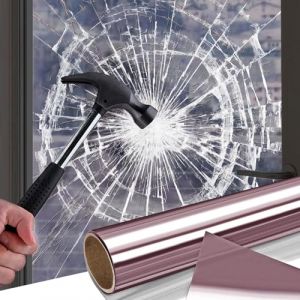 Shakcom Film de Sécurité Auto-Adhésif pour Fenêtre Anti-éclats Film de Vitre Protection de Verre Protection UV Autocollant pour Salle de Bain Bureau Chambre Cuisine– 44.5x300cm Rose-Gold (CurioHouse, neuf)