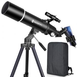 T&eacute;lescope astronomique pour Adultes, t&eacute;lescope r&eacute;fractif de 600mm d'ouverture de 80mm pour Enfants et d&eacute;butants, t&eacute;lescope de Voyage Portable Compact avec Sac &agrave; Dos (Inter-Stellar, neuf)