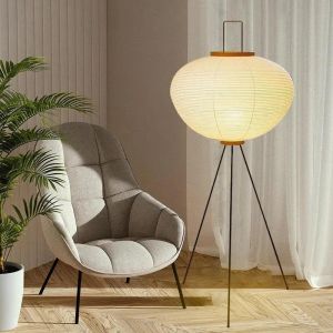 ELINKUME Lampadaire en papier japonais,Lampadaire en papier de style Akari au sol,Lampadaire en papiers de riz fait à la main pour chambre à coucher,salon,bureau (ampoules non incluses) (LUCKMAMA, neuf)