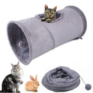 Aipwerer Tunnel Chat Pliable,Tunnel Lapin avec Grottes, Jouet pour Jeu Pet Animaux pour Chatons Chiot Lapins Cochons d’Inde Furet Dia,avec des Balles et des Jouets Jeu pour Chats (SZKYDGS, neuf)