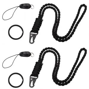 TNSLAND 2PCS Cordon Tour de Cou Paracorde, Noir Cordon Clef Cou Paracorde avec Mousqueton Tour de Cou Clef Multifonction pour Activit&eacute;s de Plein Air, Camping, Usage Quotidien (dongguanshiqinciqingwangluokejiyouxiangongsi, neuf)