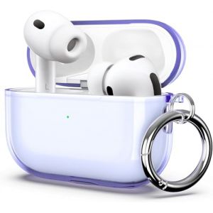 ULAK Coque pour AirPods Pro 3, Compatible avec Les AirPods Pro 3e G&eacute;n&eacute;ration Coque (2025) avec Porte-cl&eacute;s, Couverture Transparente Douce de R&eacute;sistante Aux Chocs [LED Frontale Visible], Violet (easyarise, neuf)