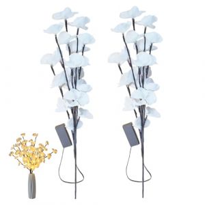 Lot de 2 branches lumineuses d'orchid&eacute;e papillon blanc - Bouquet de phalaenopsis artificiel - Lampe d&eacute;corative en forme de fleur pour d&eacute;coration de vase de maison (YoOpaTia, neuf)