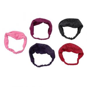 Lot de 5 Bandeaux Larges Bandana de Sport Extensibles en pour Femme, Couleurs Rouge, Rose, Violet, Gris, Matériau Doux et Respirant, Adaptés pour le Yoga, la Course, le Fitness (Shenganhe, neuf)