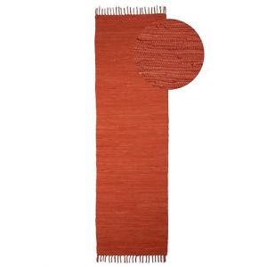 CarpetFine Tapis tissé à Plat Kilim Chindi Uni Couloir Orange 80x400 cm | Tapis Moderne pour Le Salon et la Chambre à Coucher (carpetfine, neuf)