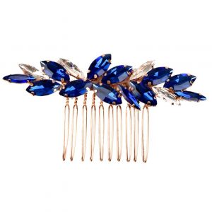 Happyyami Accessoires de cheveux en strass - Peigne vert - Pour mariage, demoiselle d'honneur, demoiselle d'honneur, mari&eacute;e, bal de fin d'ann&eacute;e, coiffure ferroalliage bleu (Liunmiao, neuf)