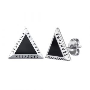 Boucles d'oreilles Viking Pour Homme - Triangle Runes Nordique Anneaux Doreilles Viking Runes Acier Inoxydable Piercing Oreille Punk Hip-Hop Bijoux Cadeau Homme Et Femme，Argent (PJ JEWELLERY, neuf)