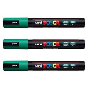 Posca Lot de 3 marqueurs PC-5M Uni-Ball (gamme complète de 35 couleurs disponibles) (Ponera, neuf)